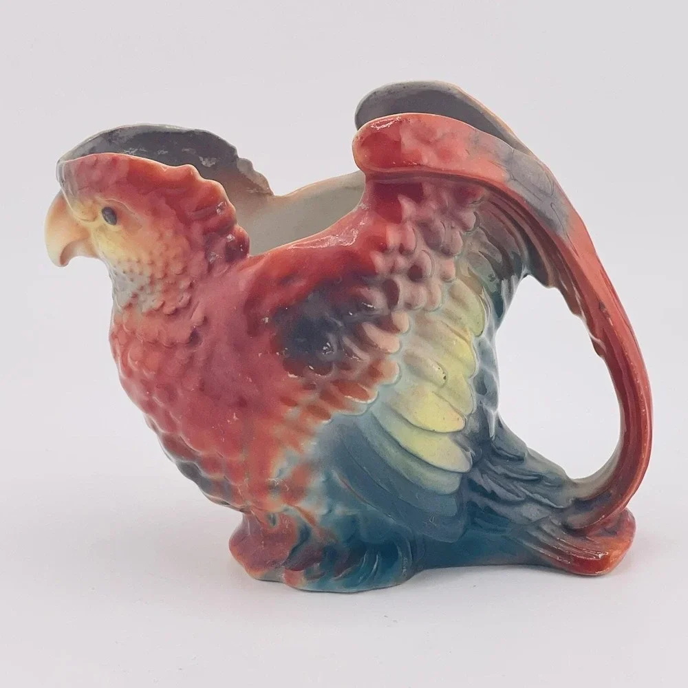 Antique‎ Royal Bayreuth Porcelain Figural Parrot Creamer Cream Jug Pitcher